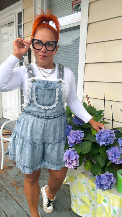 Denim Wide Leg Romper