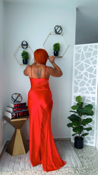 Ruby Red Satin Dress