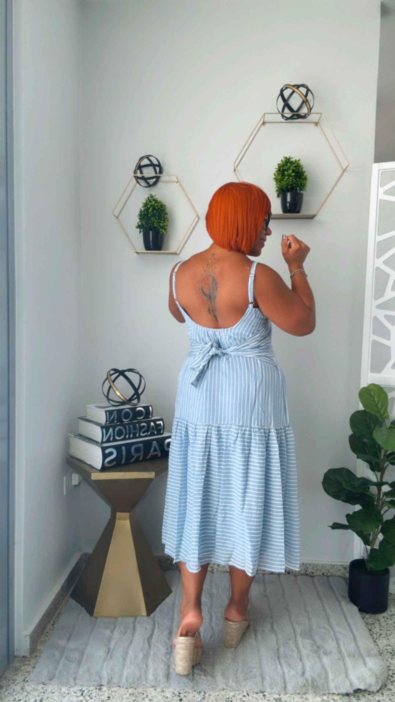Vintage Striped Midi Dress