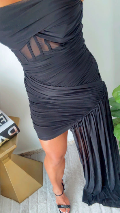 Layered Ruffle Mini Black  Dress