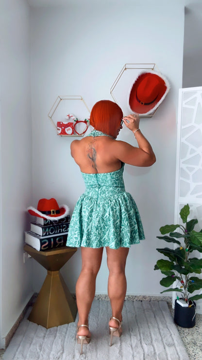 Princess in Green Mini Dress