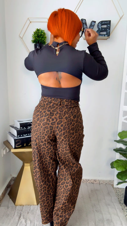 Leopard Barrel Jean