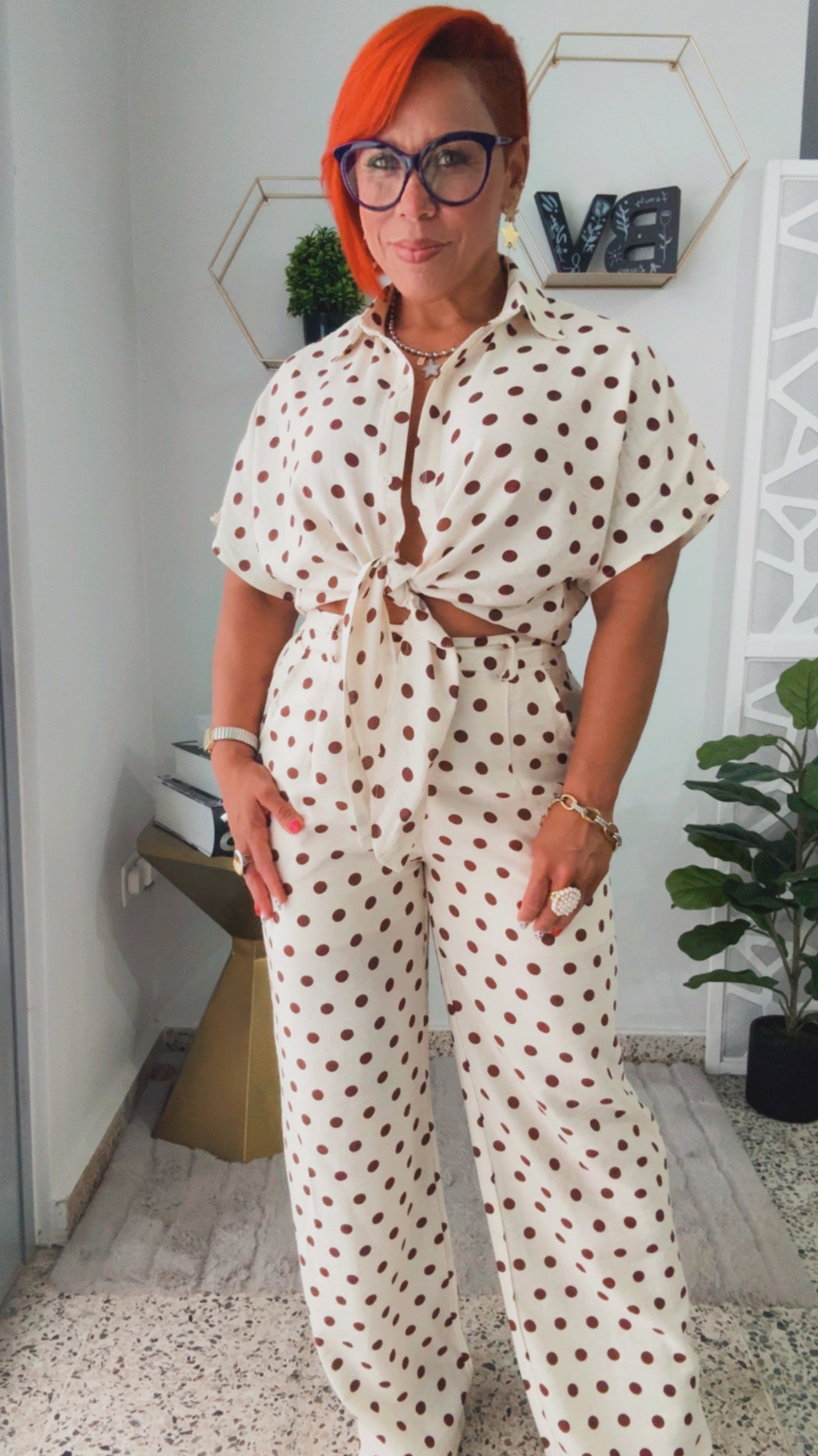 Cookies and Cream Polka Dots Pant Set
