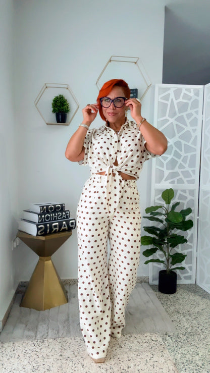 Cookies and Cream Polka Dots Pant Set