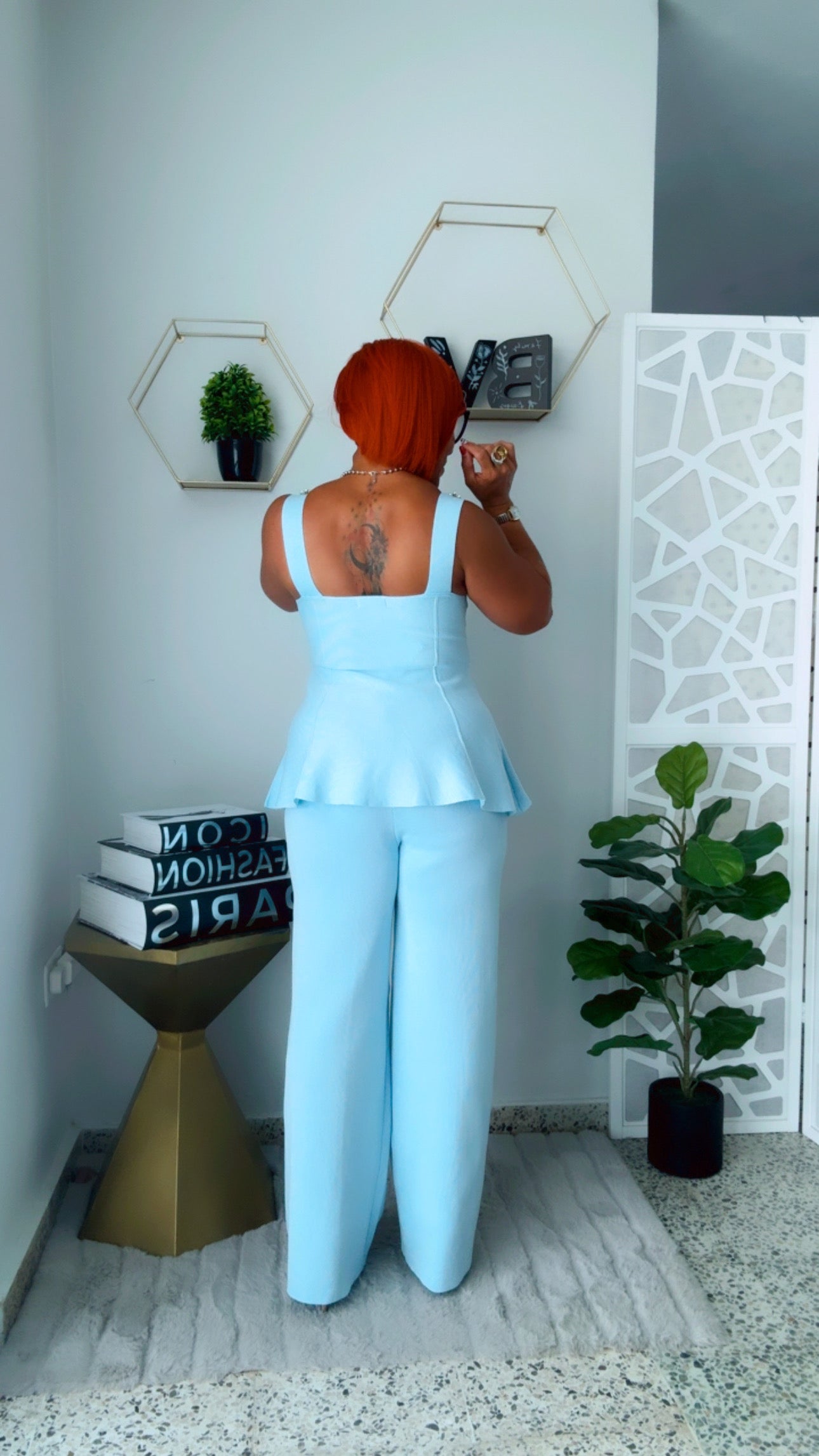 Sky Blue Sweater Pant Set