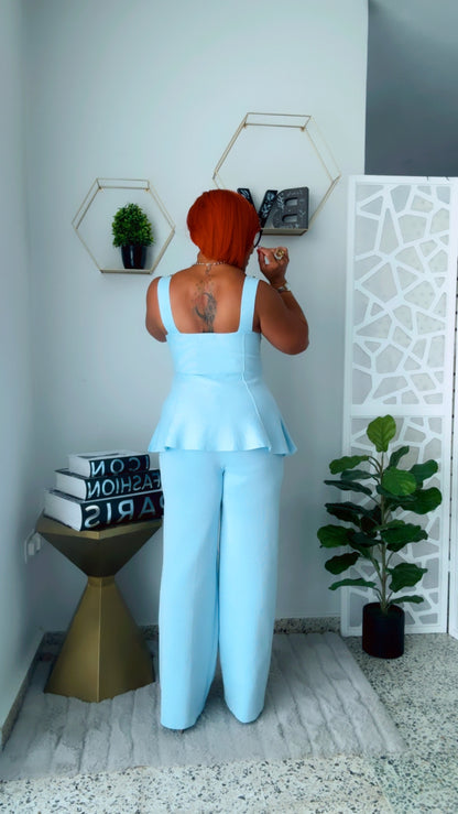 Sky Blue Sweater Pant Set