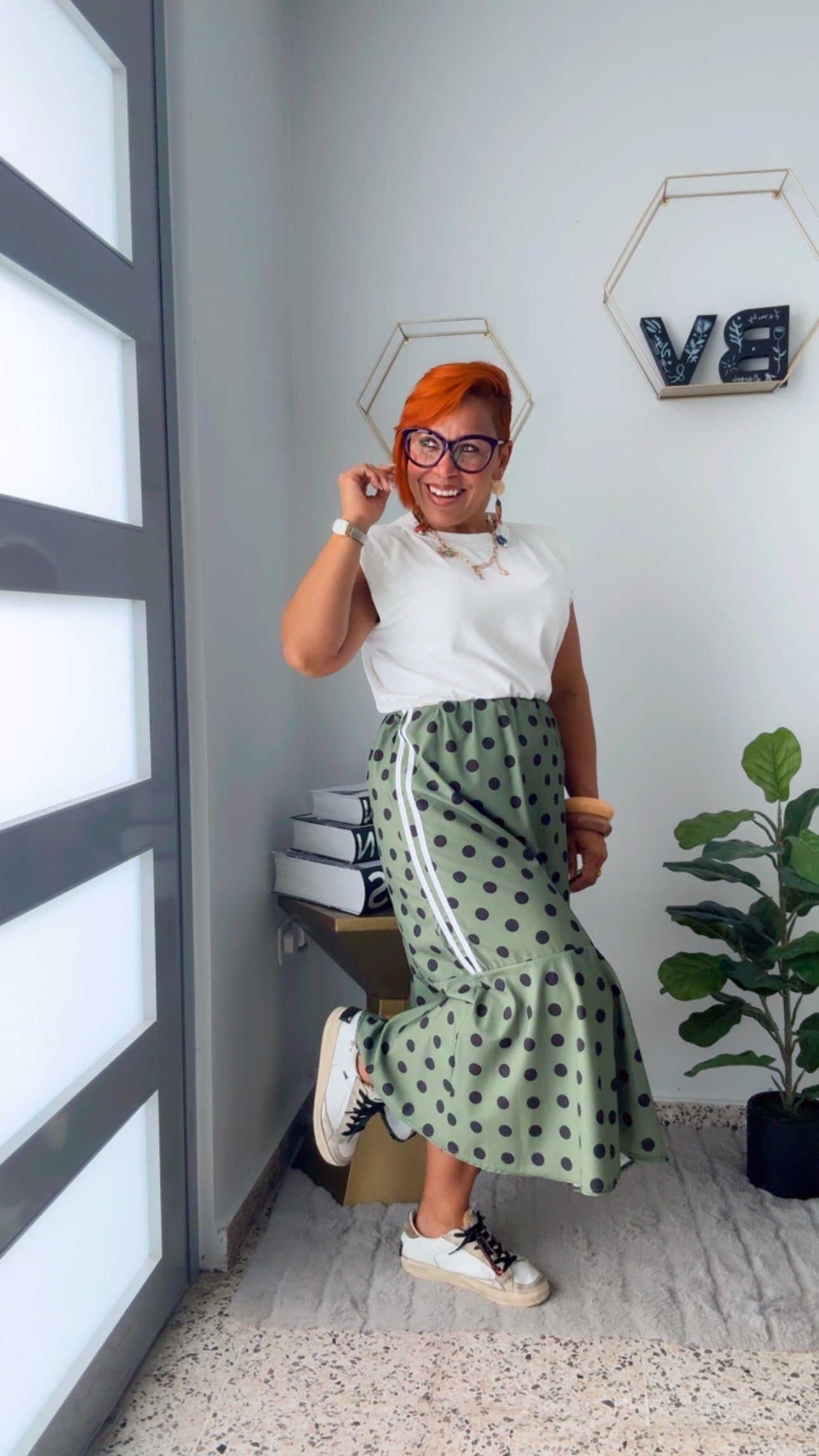 Olive Polka Dots Skirt