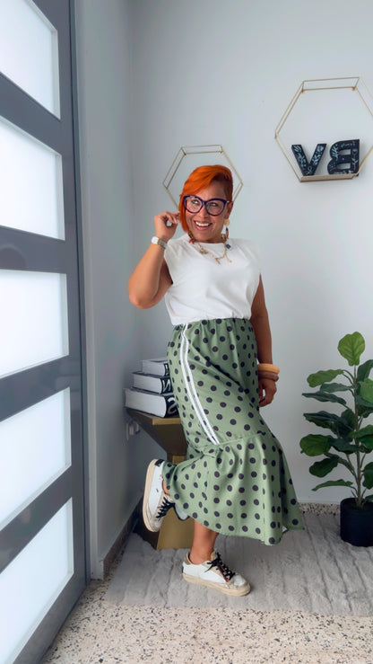 Olive Polka Dots Skirt