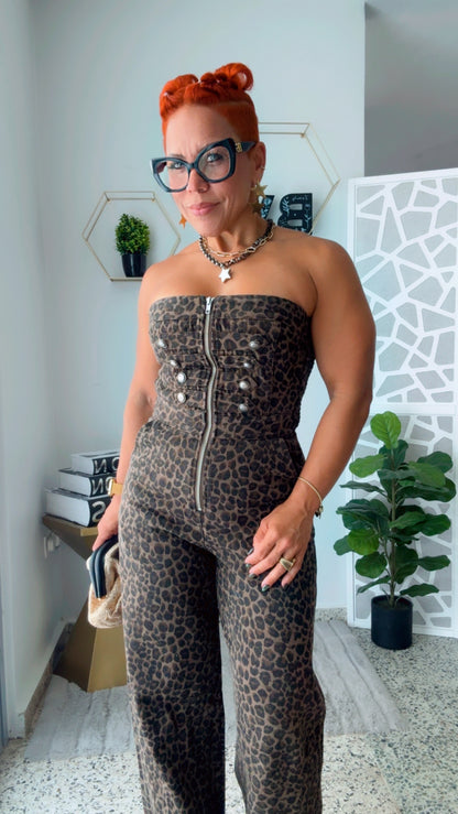 Leopard Barrel & Napoleon Jumpsuit