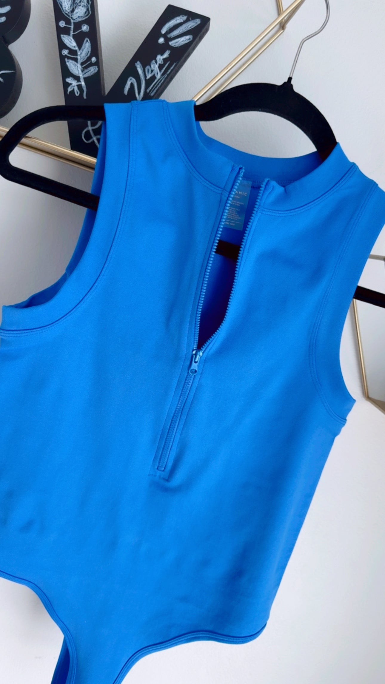 Blue Basic BodySuit with front Zipper