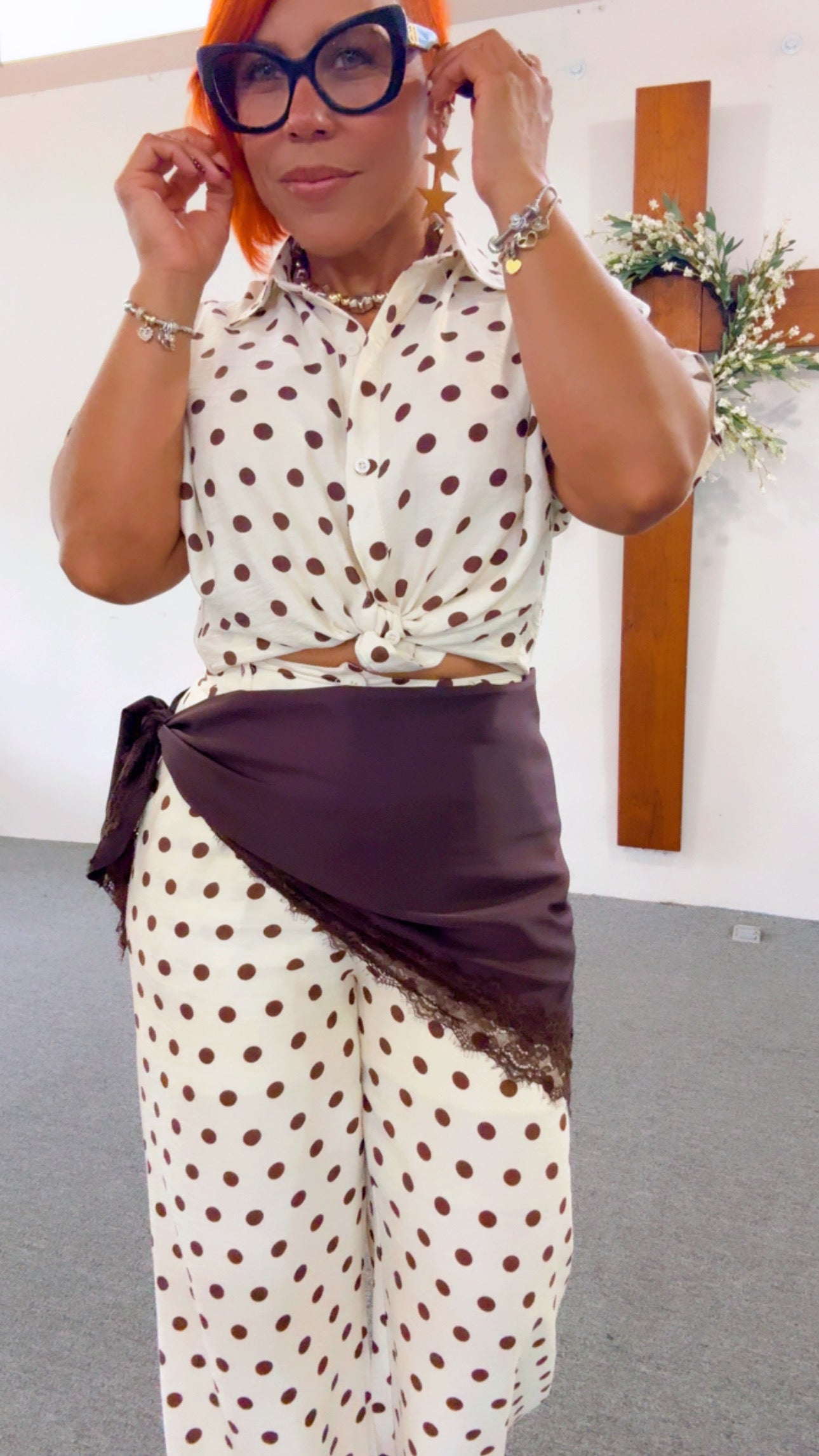 Chocolate Satin and Lace Scarf&nbsp;
