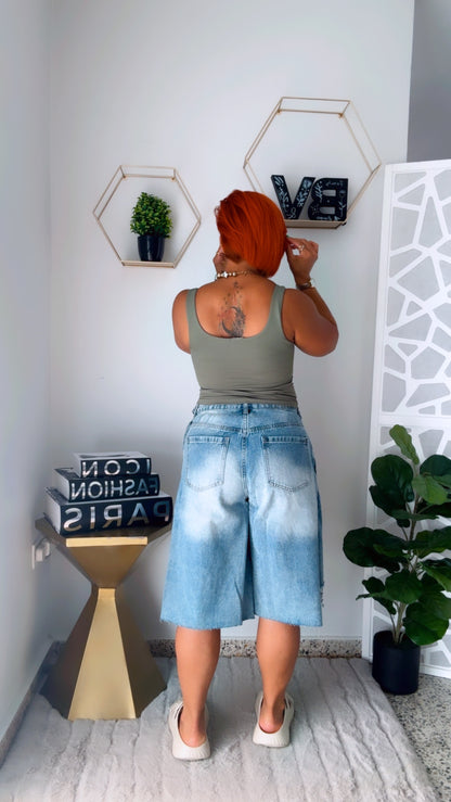 Vintage Wash Asymmetrical Jorts