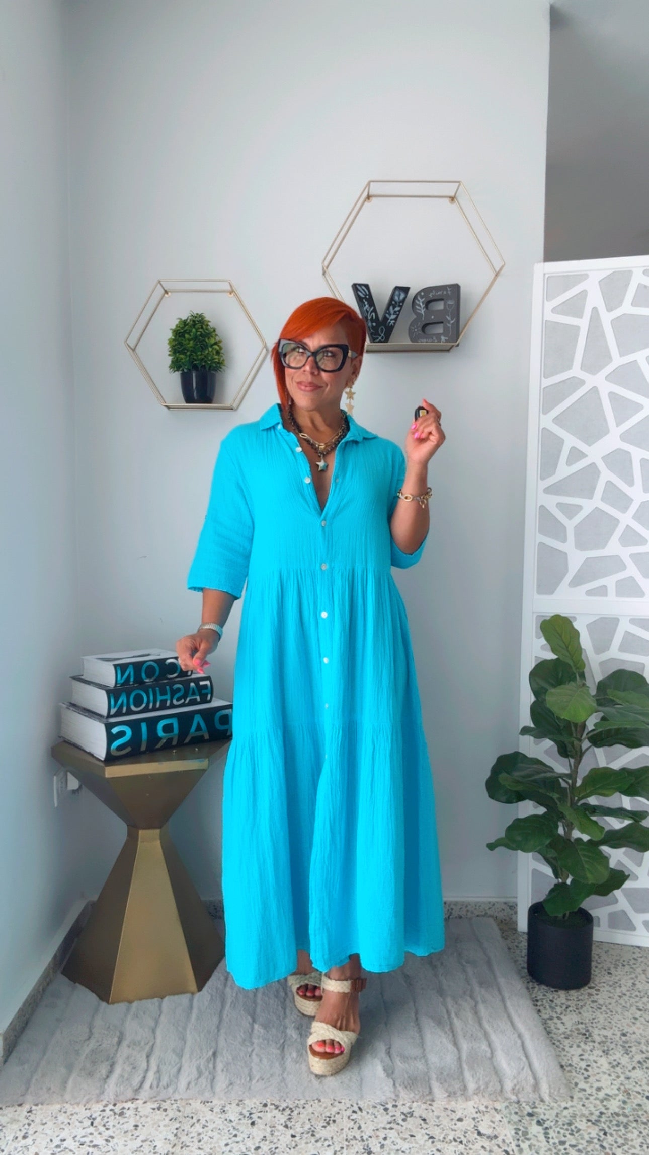 Turquesa Midi Shirt Dress