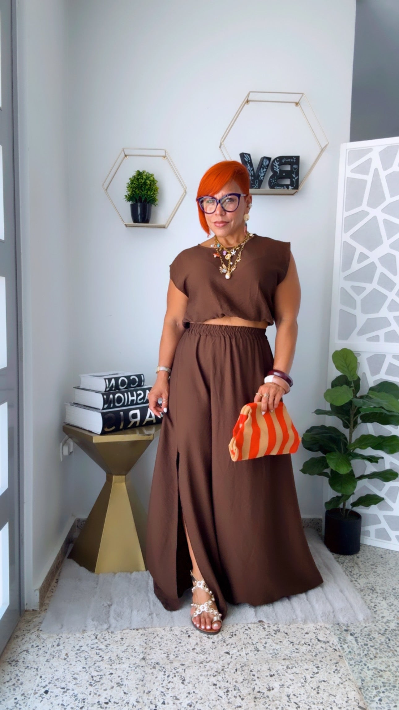 Santorini Chocolate Skirt Set