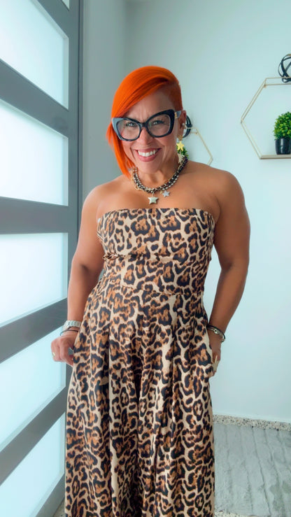 Leopard Strapless Jumpsuitt