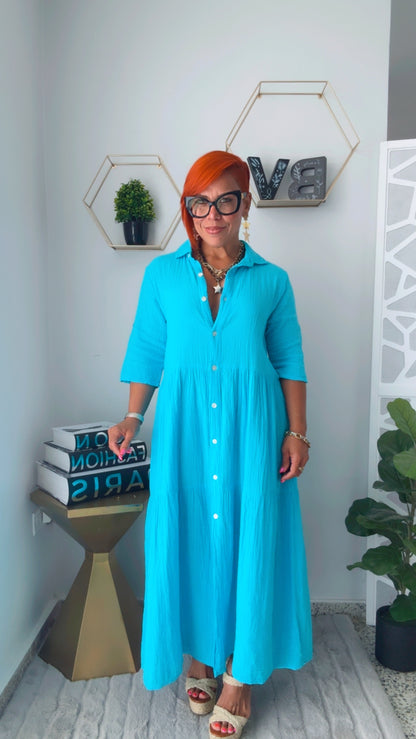 Turquesa Midi Shirt Dress
