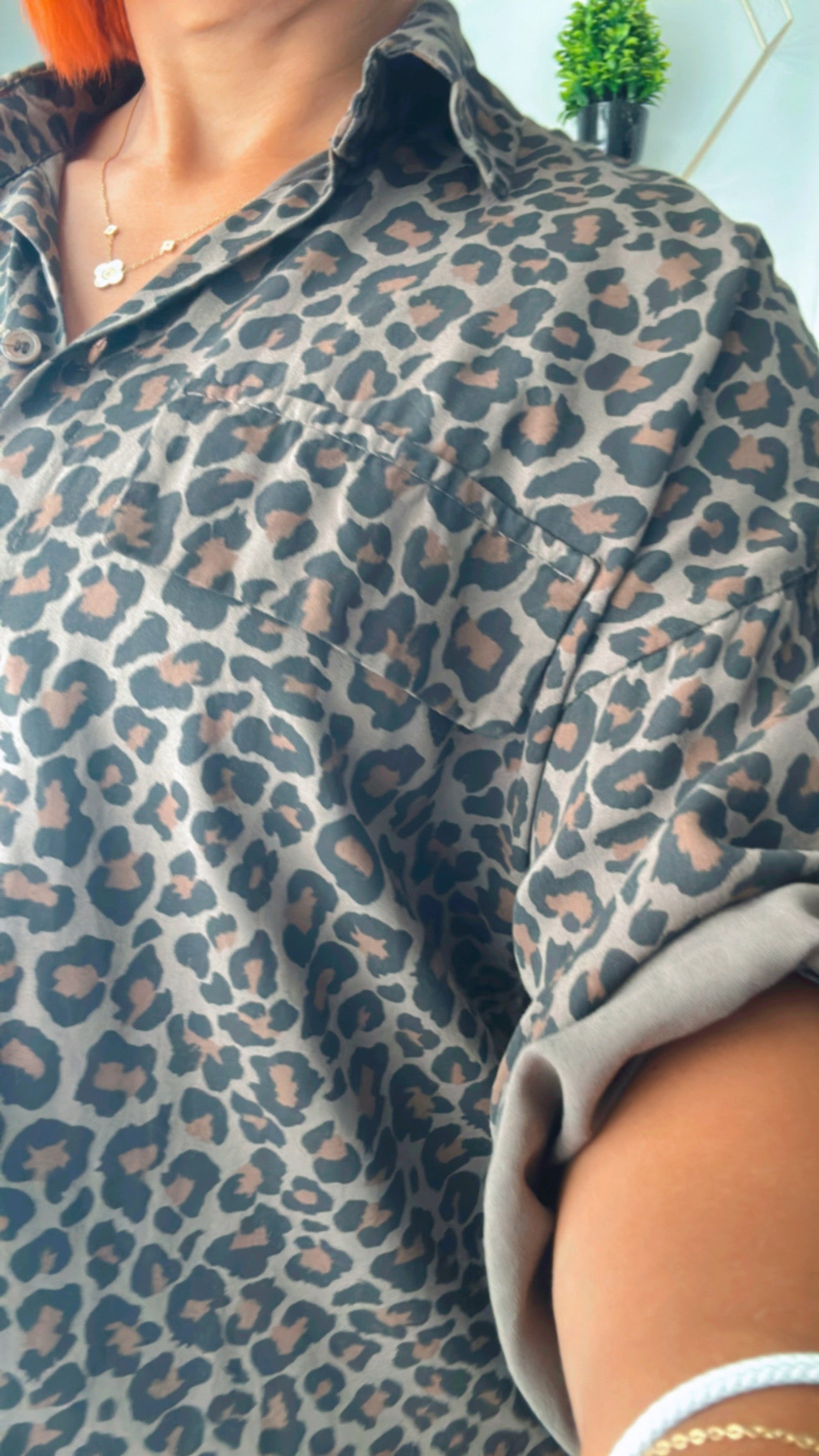 Leopard Button-Down Blouse