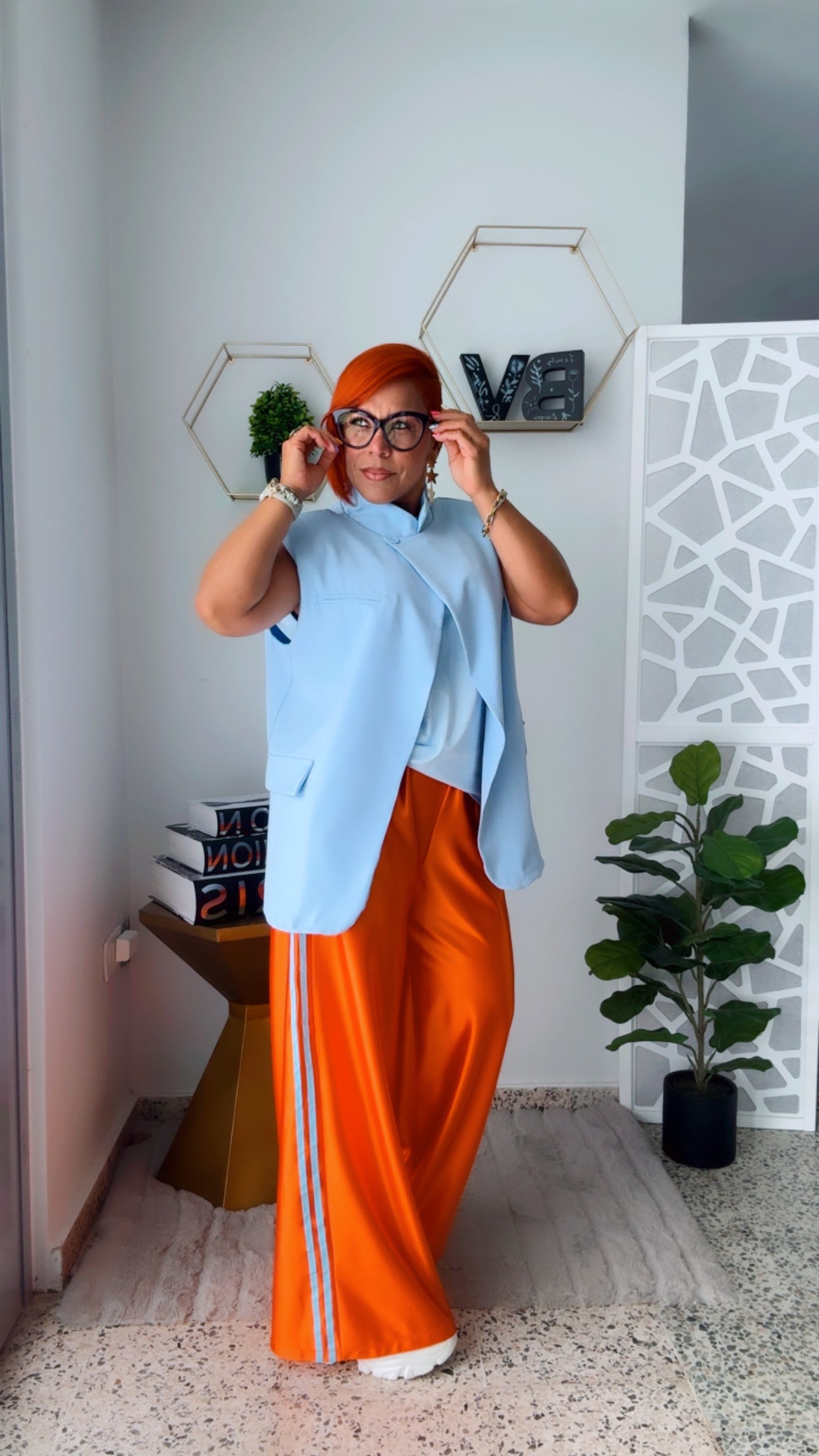 Sport Luxe Wide-Leg Vibrant Orange Pant