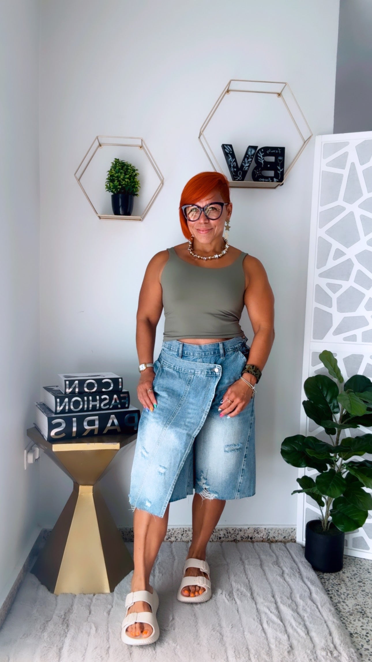 Vintage Wash Asymmetrical Jorts