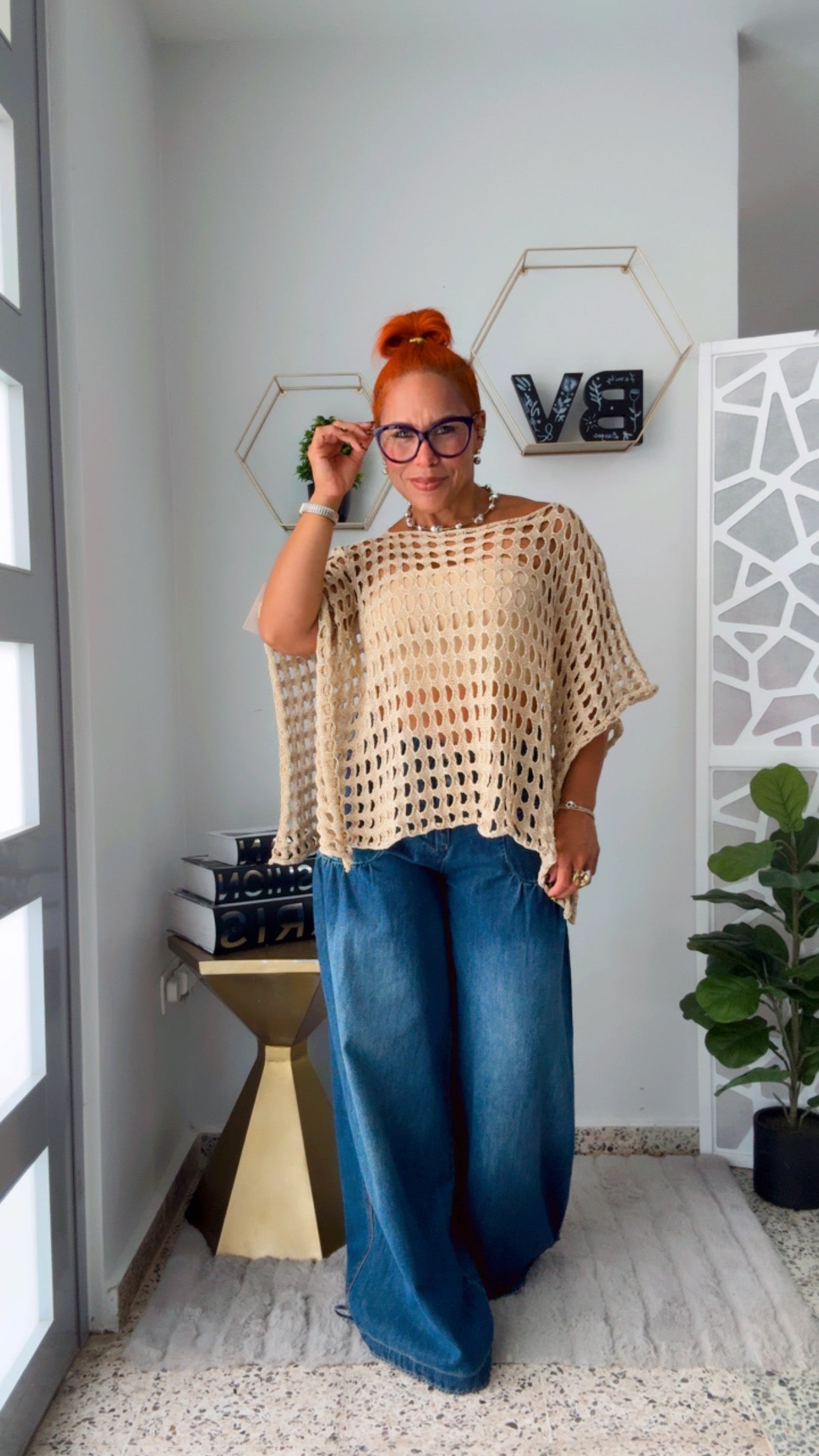 Crochet golden Poncho