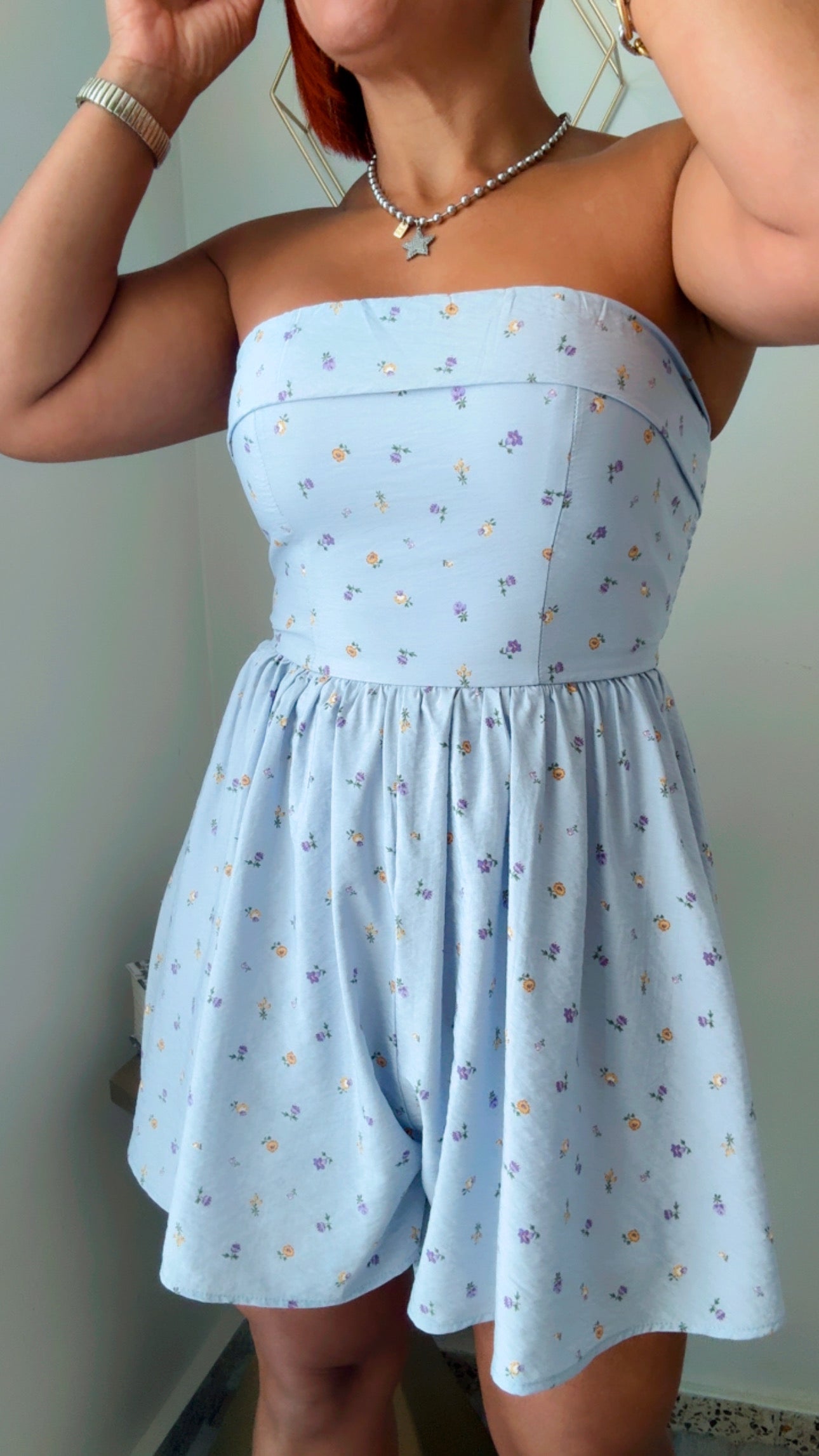 Strapless Floral Romper