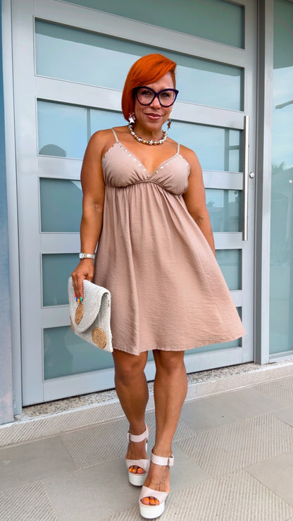 Short Boho Dress with Studs Details