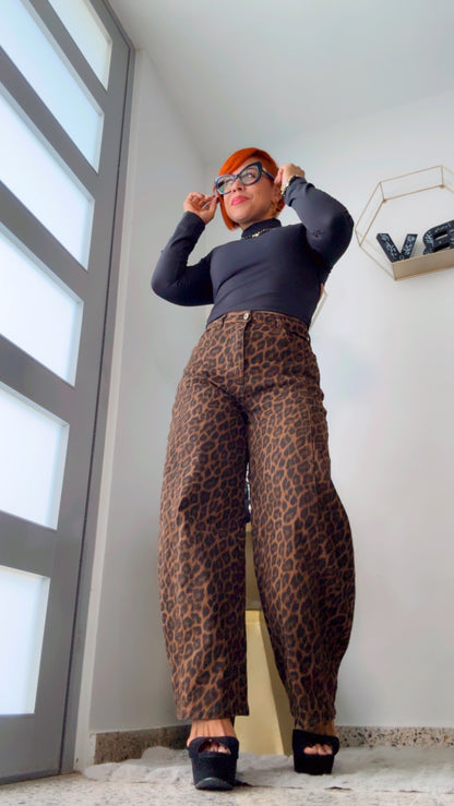 Leopard Barrel Jean