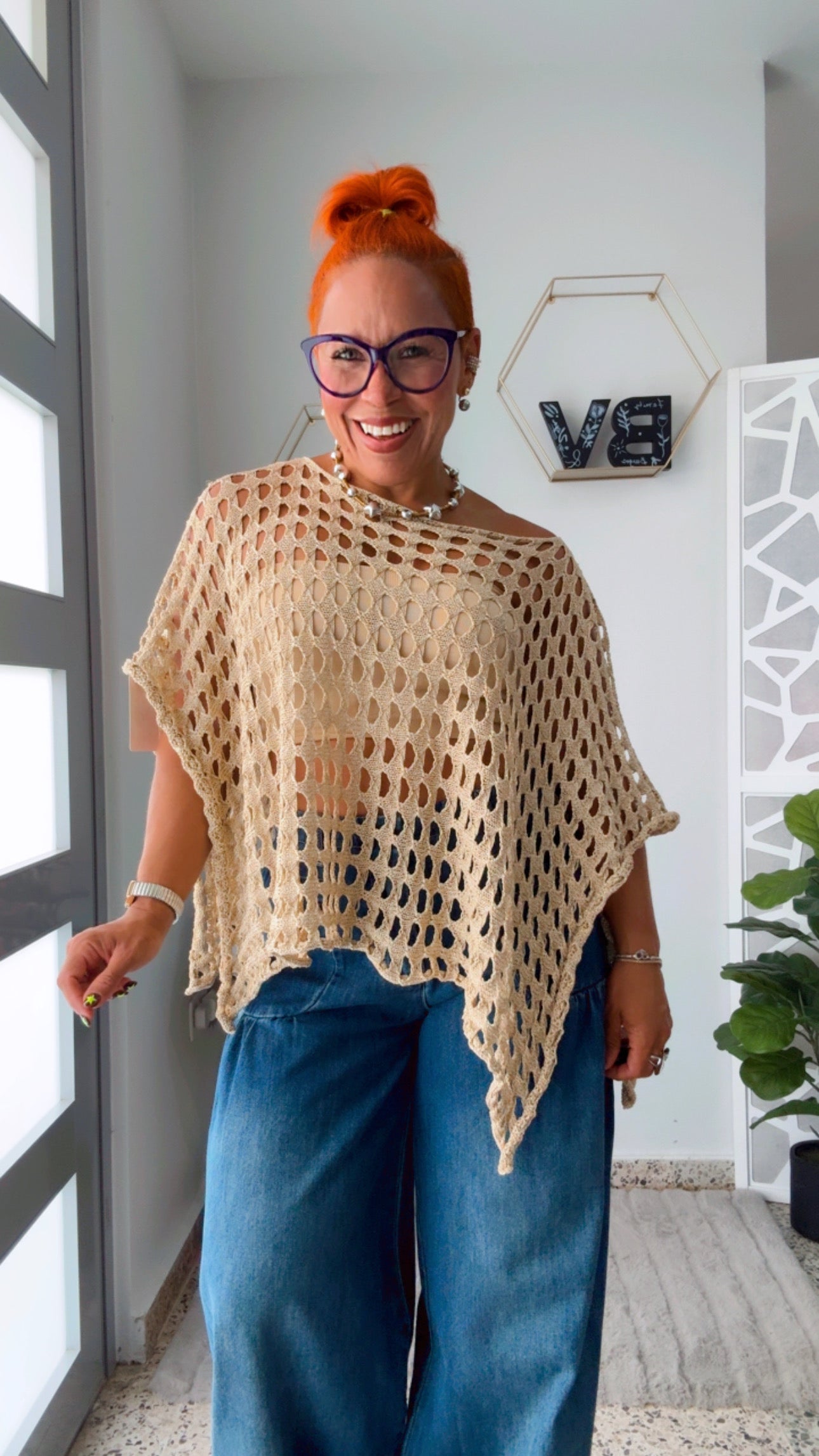 Crochet golden Poncho