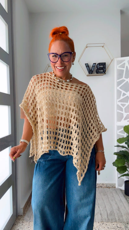 Crochet golden Poncho