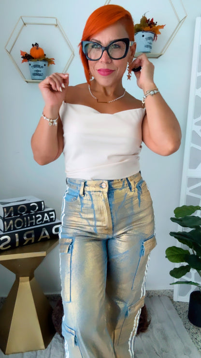 Champagne Pearls Top