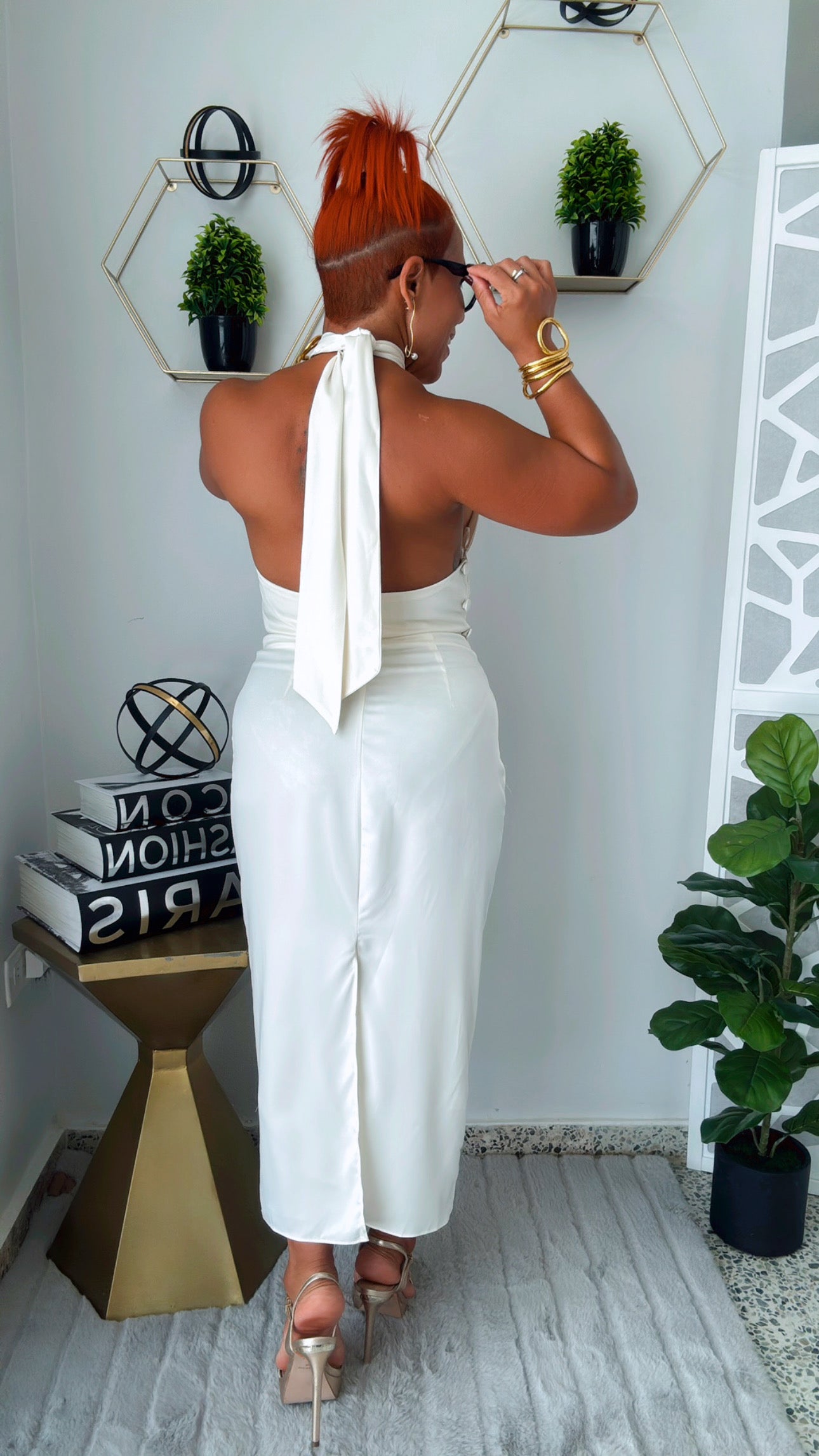 Halter Satin Skirt Set