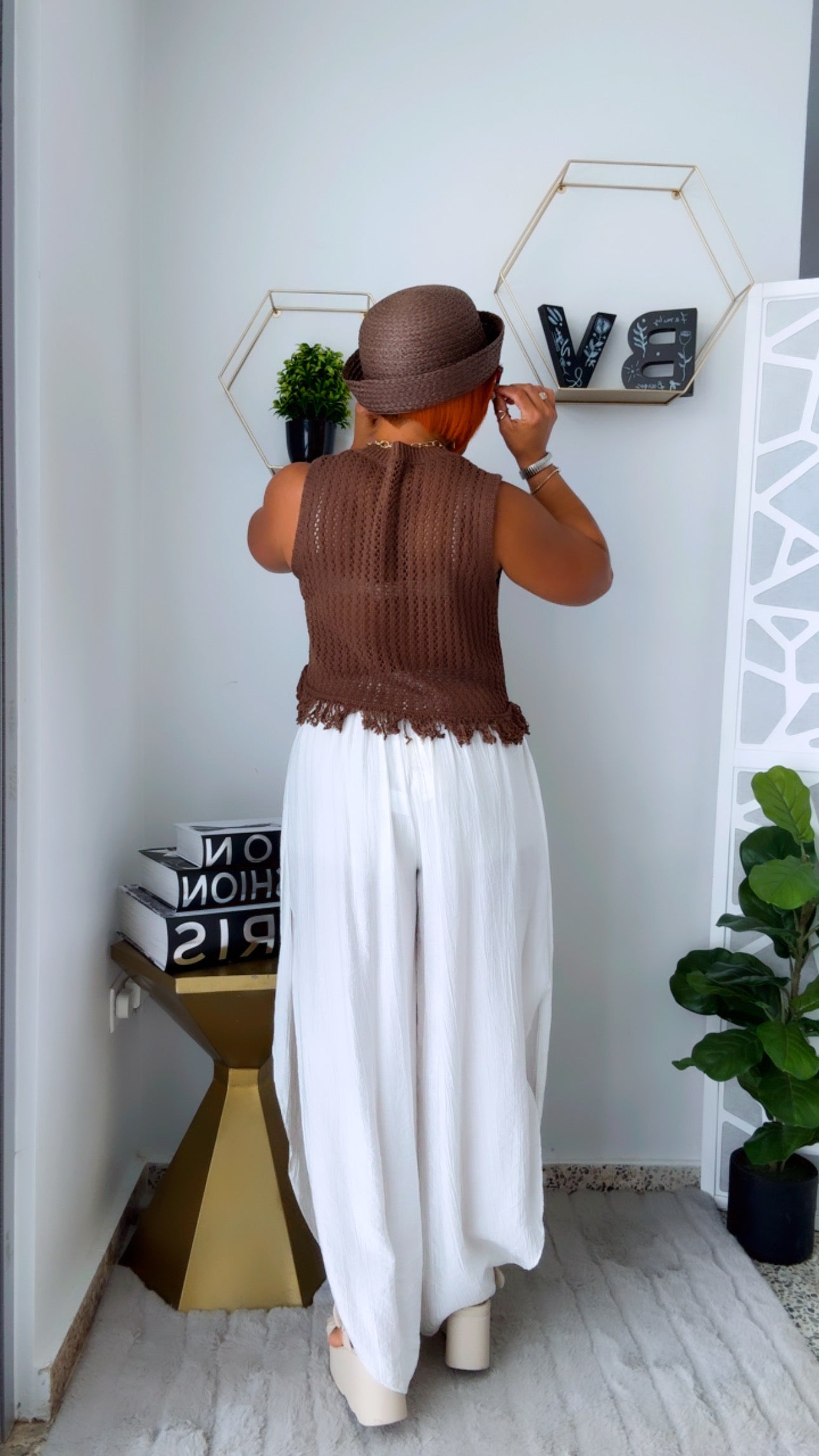 White Wide Leg Split Skirt Pant - Boho&nbsp;
