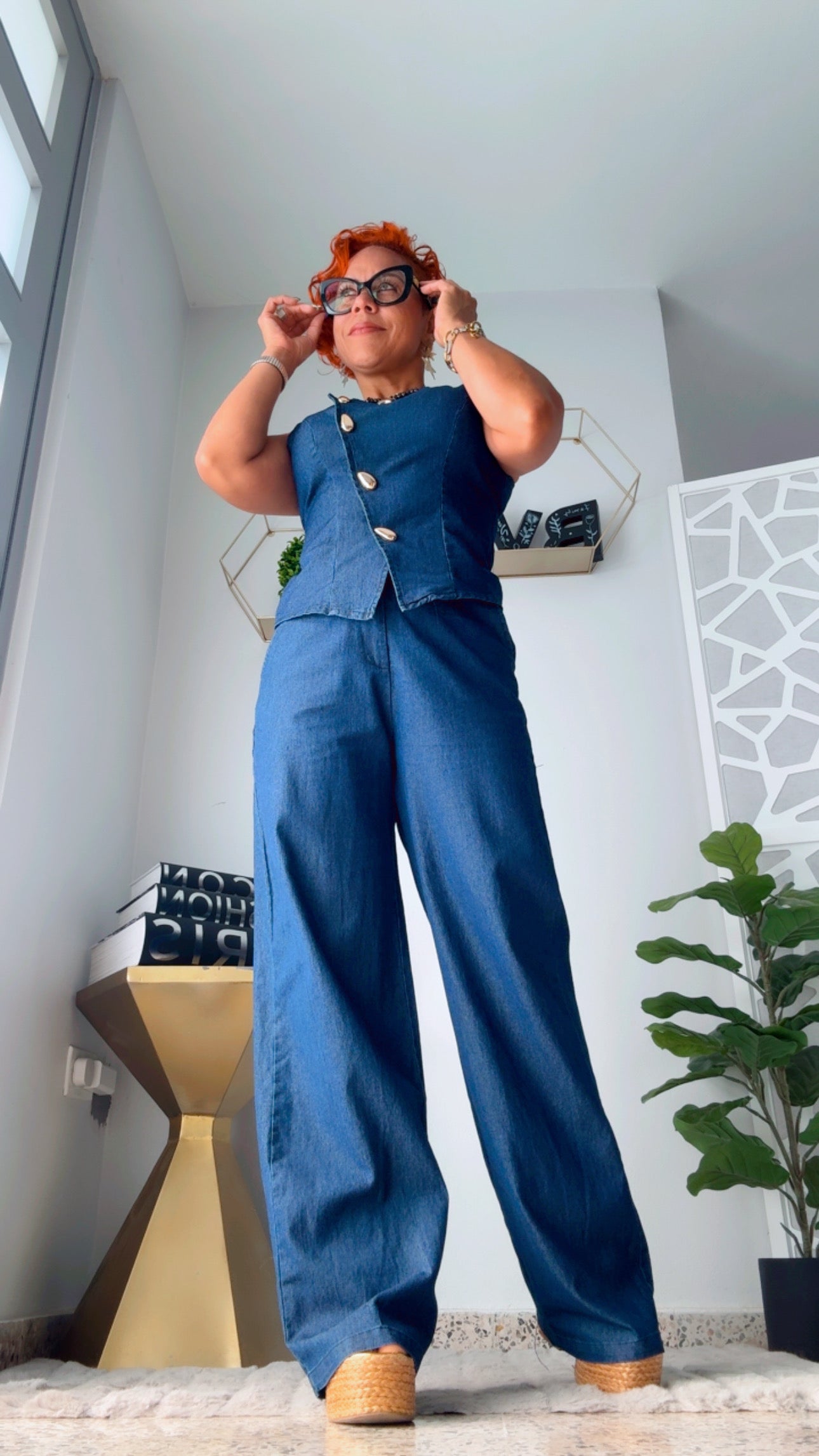 Dark Denim Elegant  Pant  Set
