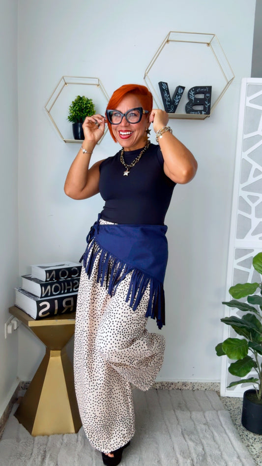 Blue Fringed Scarf