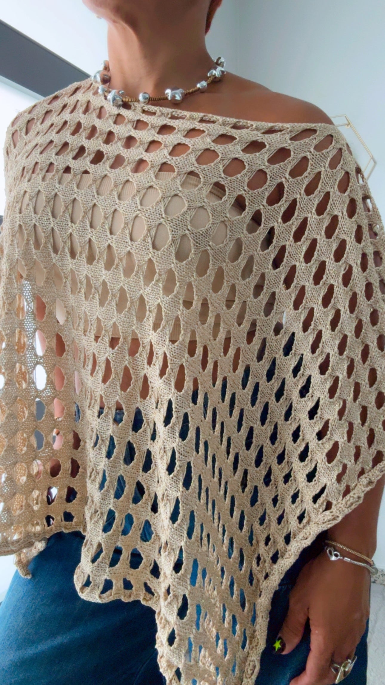 Crochet golden Poncho
