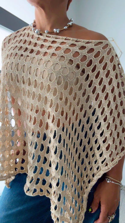 Crochet golden Poncho