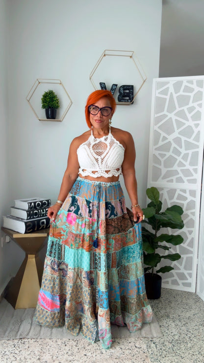 Dark BlueI Tassel Boho Skirt