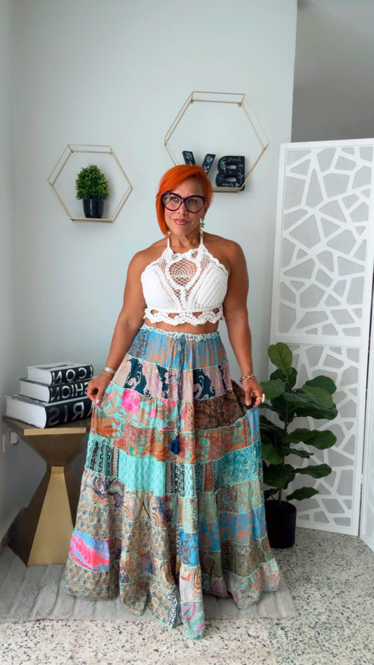 Dark BlueI Tassel Boho Skirt