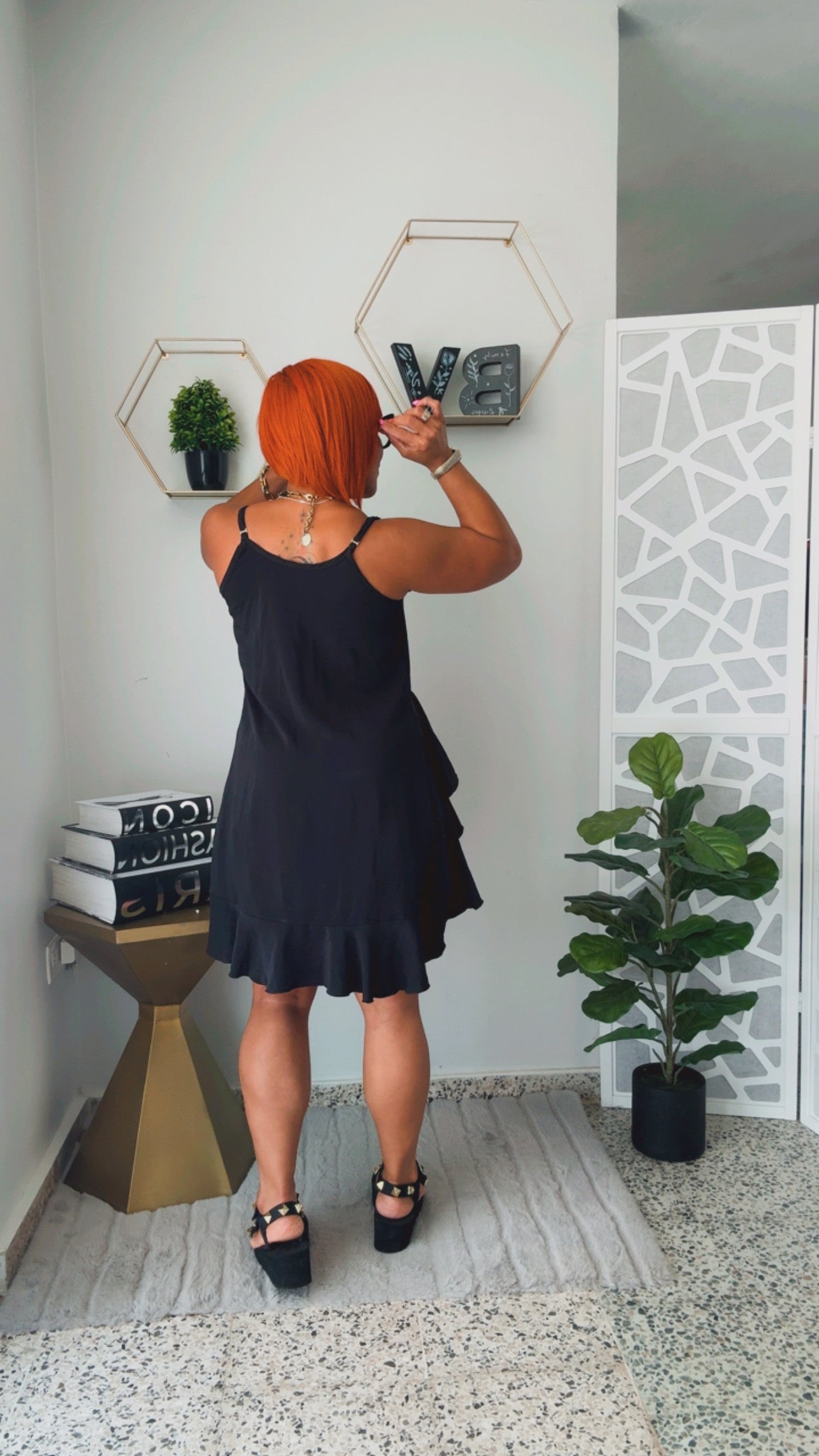 Black Ruffled Boho Short Set