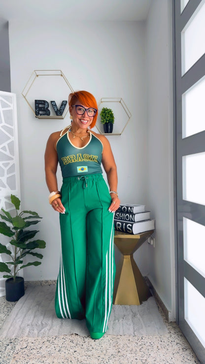 Green track Pant Open Side