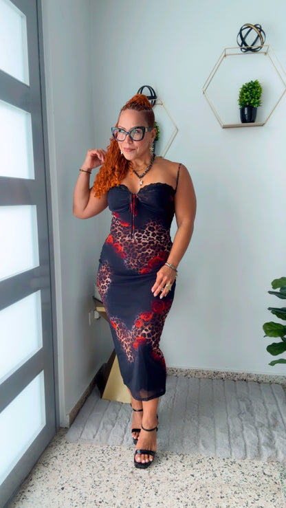 Leopard with Rose 🌹 Cocktail Dress