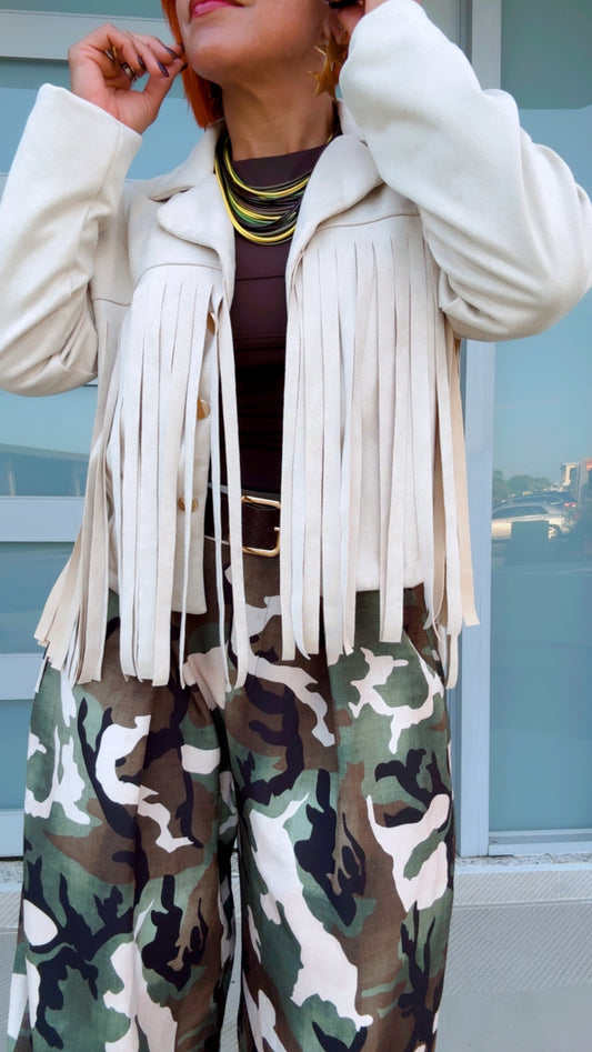 Ivory Luxe  Fringe Jacket