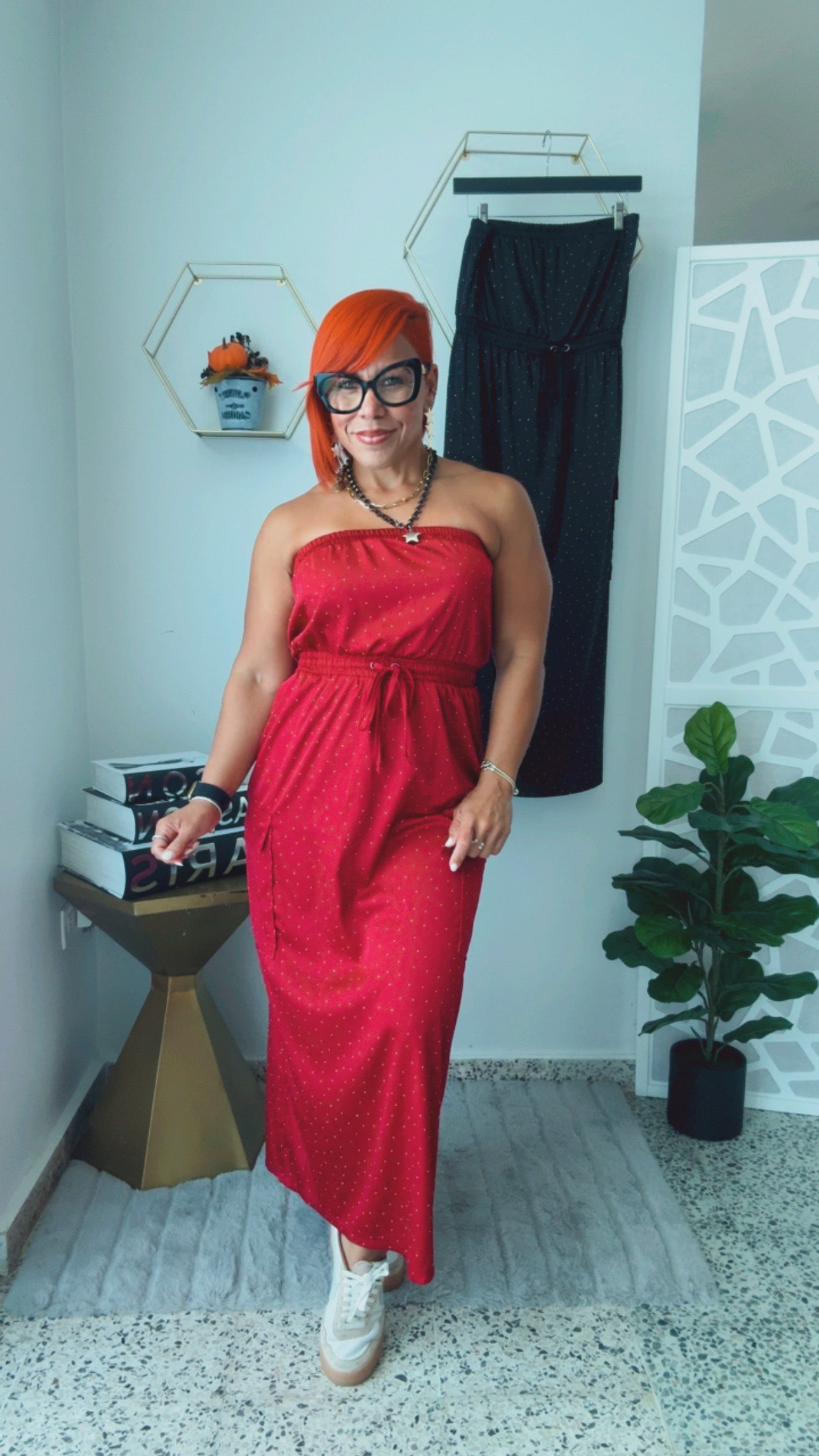 Burgundy Strapless Dress