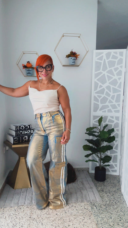 Metallic Gold Light Jean