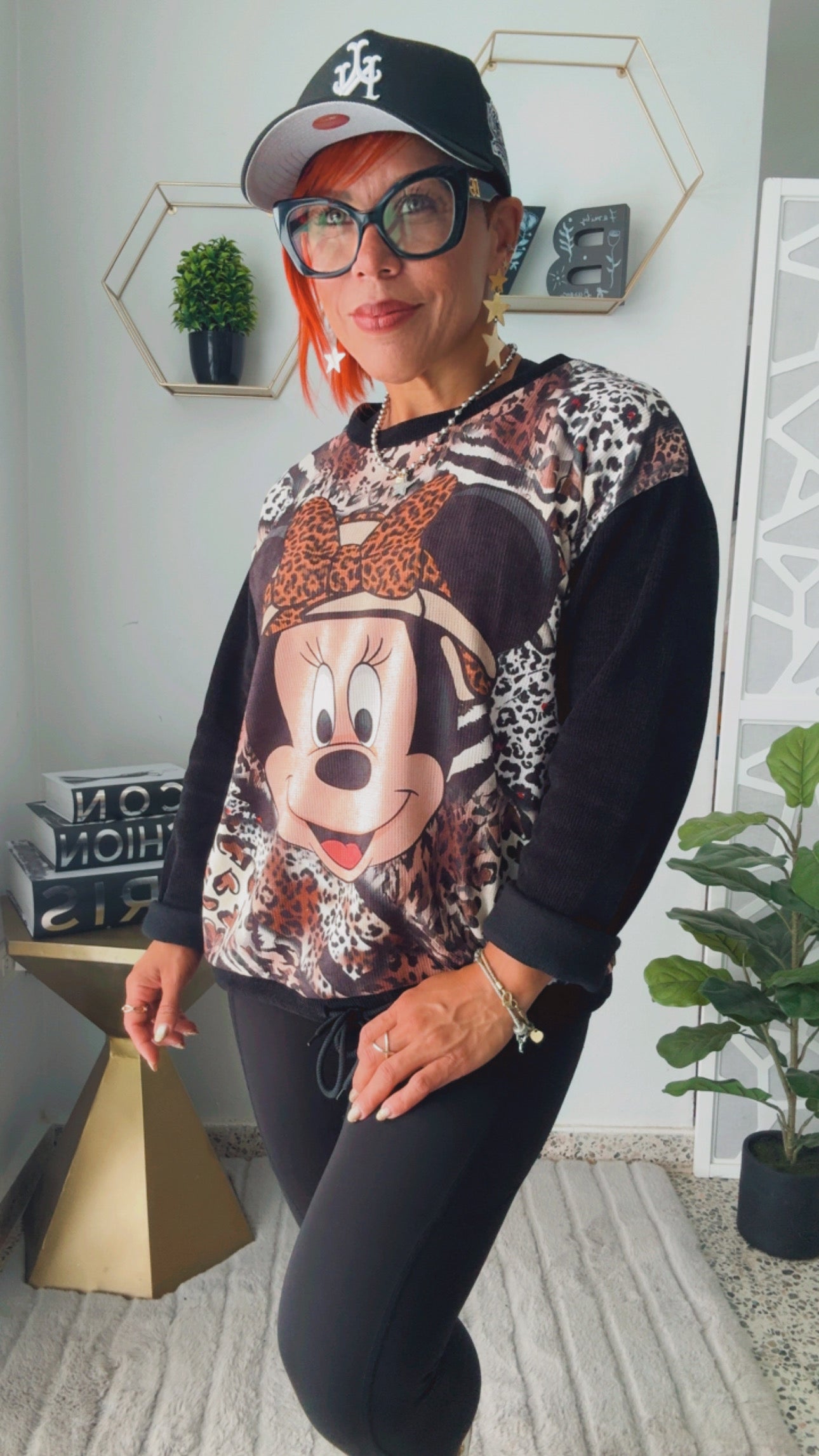 Minnie Mouse Animal Print Light Sweater