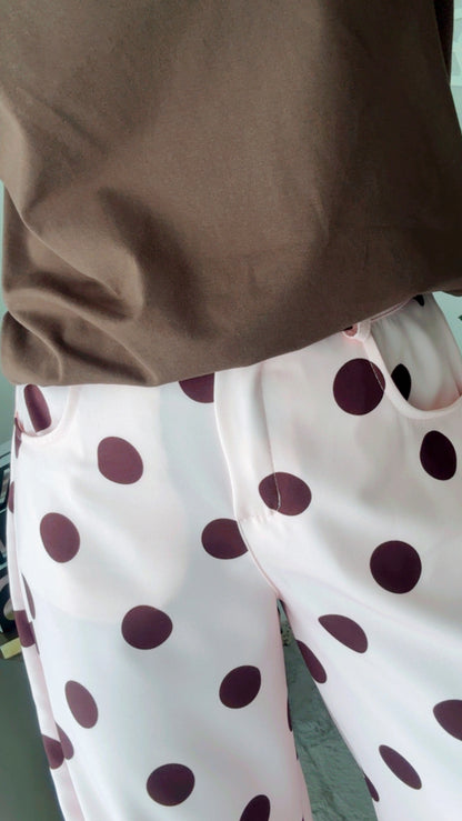 Pink and Chocolate Jumbo Polka Dots Barrel Pant&nbsp;