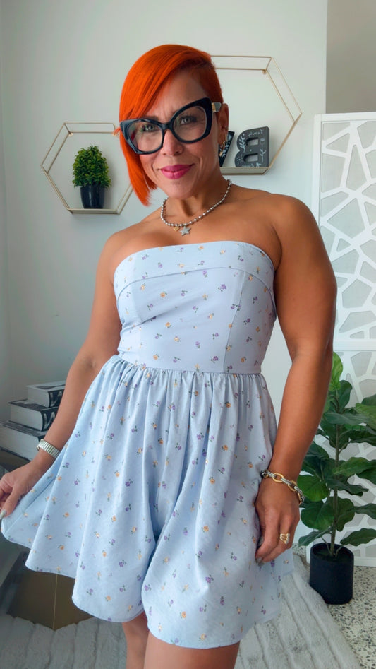 Strapless Floral Romper