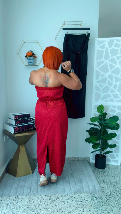 Burgundy Strapless Dress