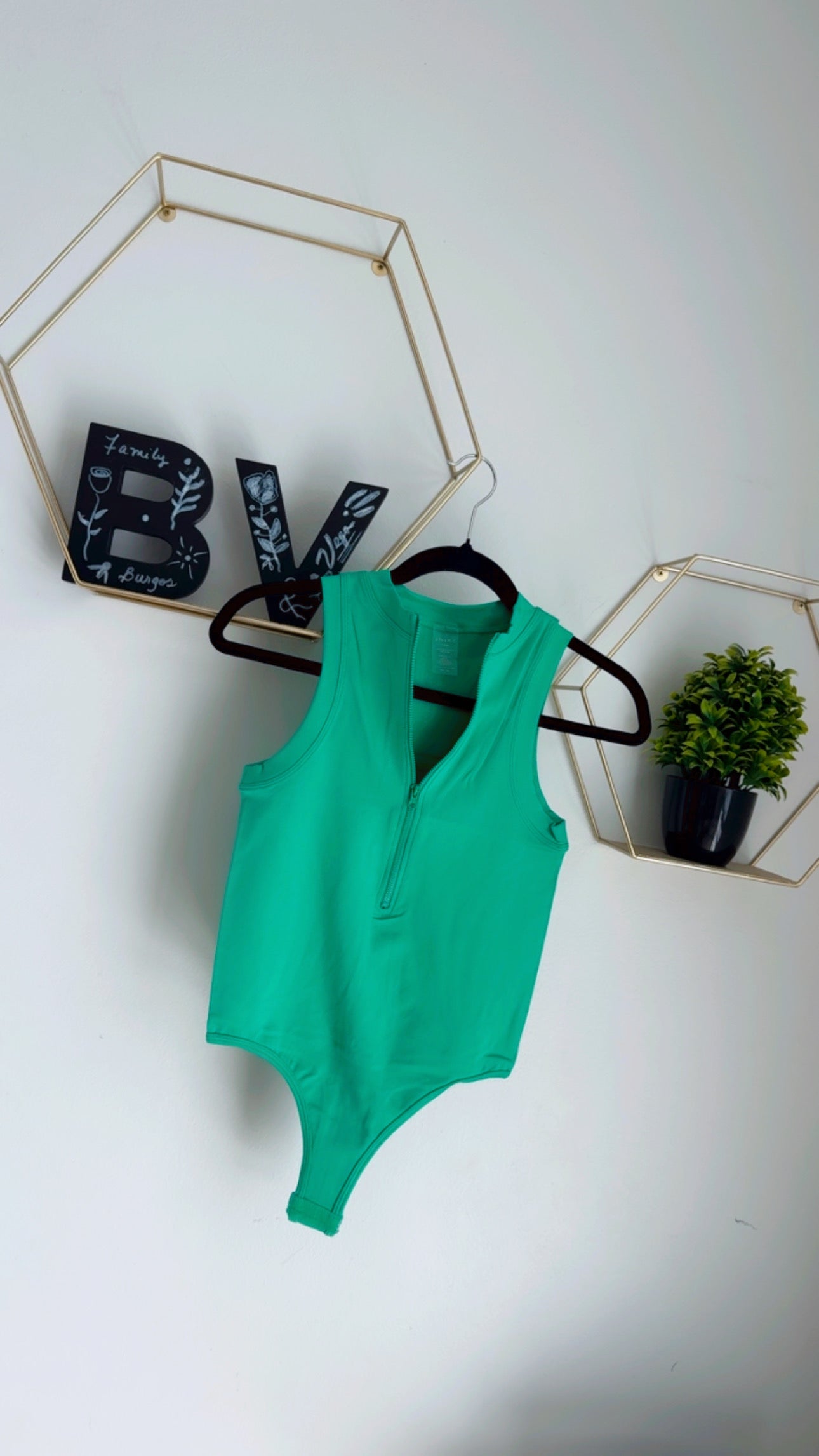 Green Basic BodySuit with front Zipper