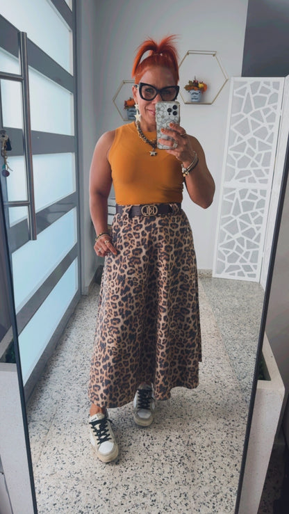 Leopard Suede Maxi Skirt